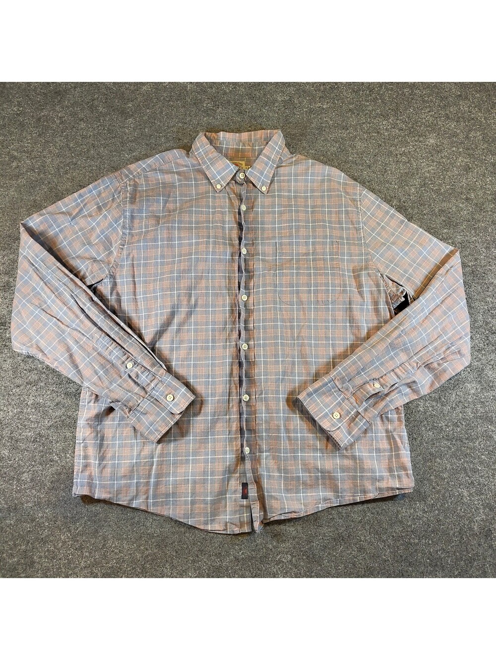 Faherty Brand Plaid Button Down Shirt Blue Beige Men’s XL Soft Cotton